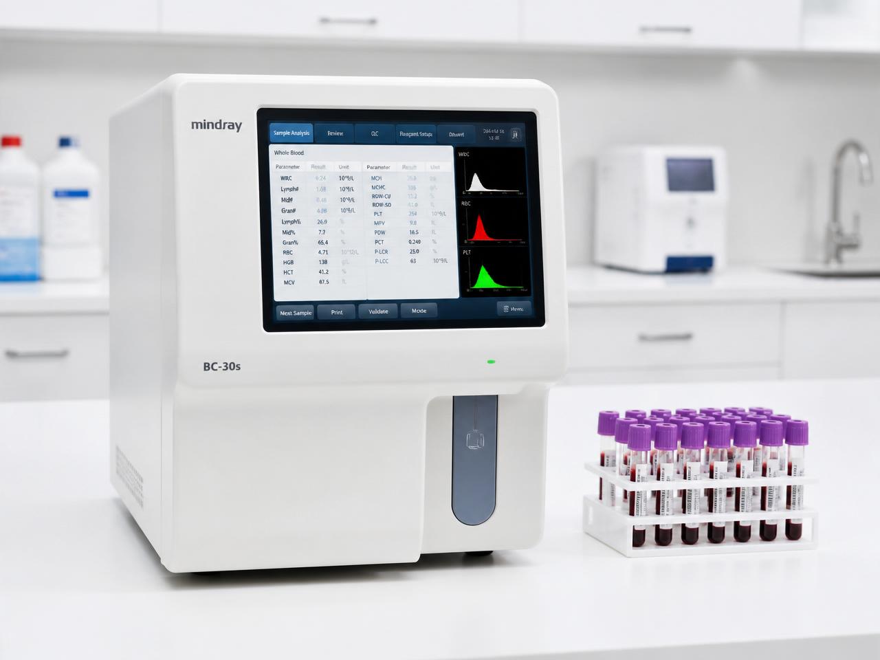Hematology analyzer with blood sample tubes